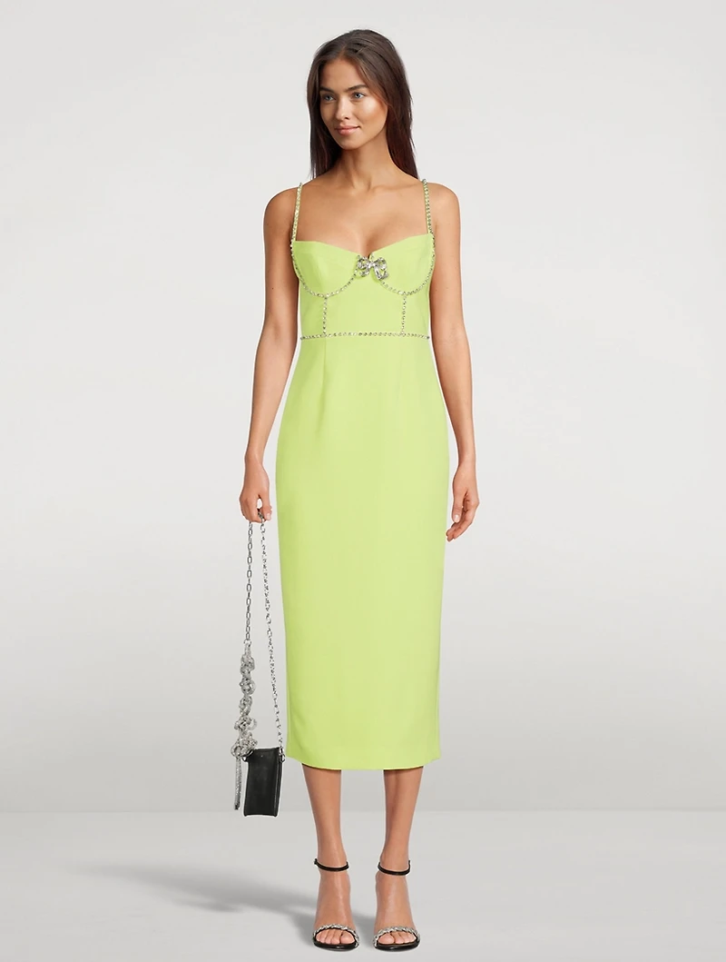 Embellished Bow Crepe Midi Dress