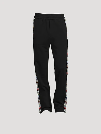 Cotton Fleece Pants With Chevron Insert
