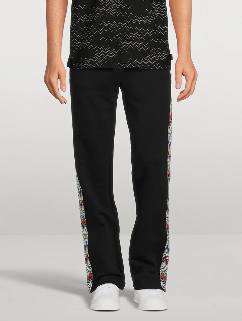 Cotton Fleece Pants With Chevron Insert