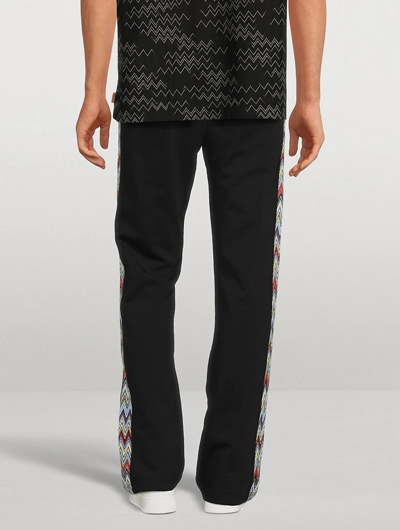 Cotton Fleece Pants With Chevron Insert