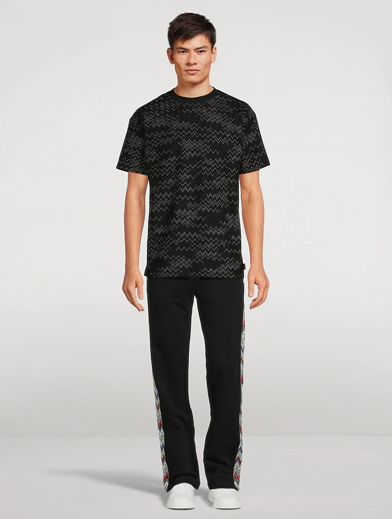 Cotton Fleece Pants With Chevron Insert