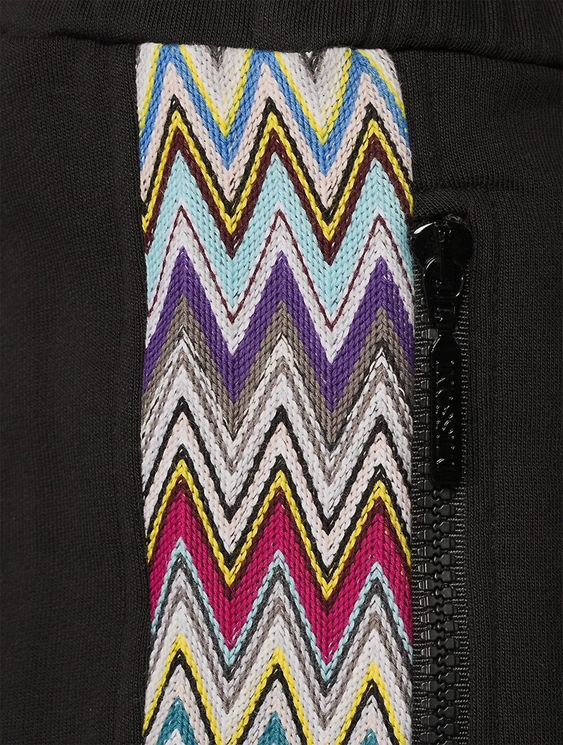 Cotton Fleece Pants With Chevron Insert