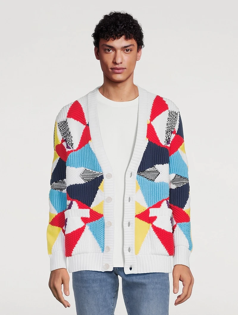 Cotton-Blend V-Neck Cardigan