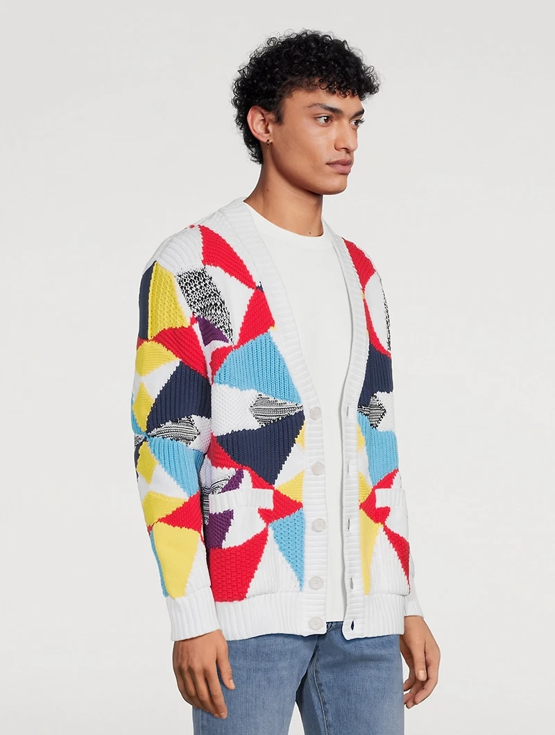 Cotton-Blend V-Neck Cardigan