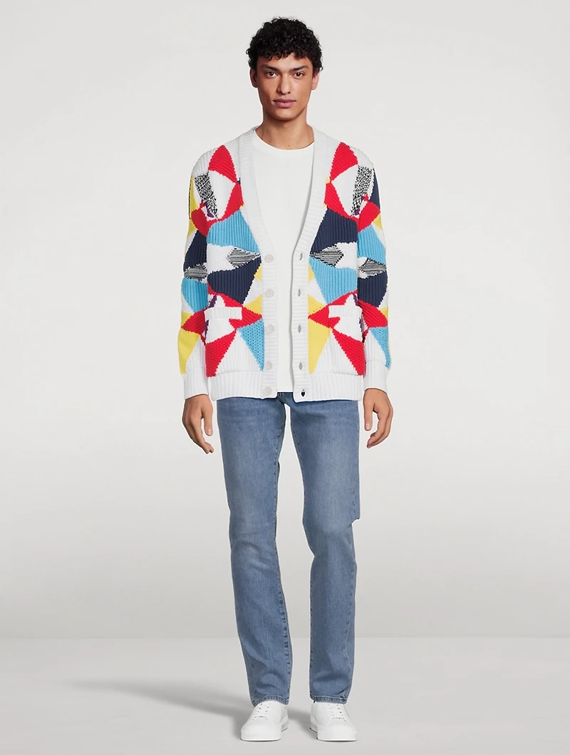Cotton-Blend V-Neck Cardigan