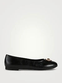 Crystal Heart Medusa Leather Ballerina Flats