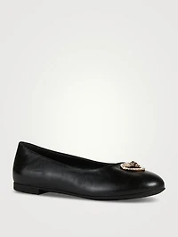 Crystal Heart Medusa Leather Ballerina Flats