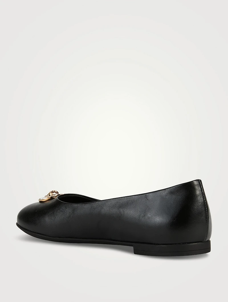 Crystal Heart Medusa Leather Ballerina Flats