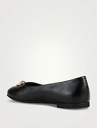 Crystal Heart Medusa Leather Ballerina Flats