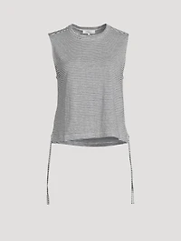 Side Cinch Muscle Tank Top Stripe Print