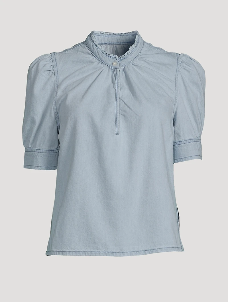 Ruffled Denim Blouse