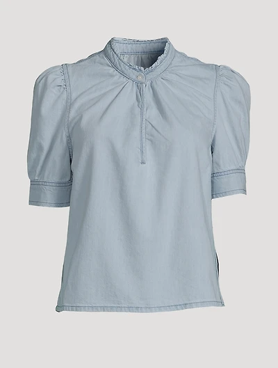 Ruffled Denim Blouse