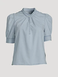 Ruffled Denim Blouse