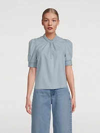 Ruffled Denim Blouse