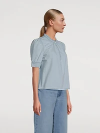 Ruffled Denim Blouse