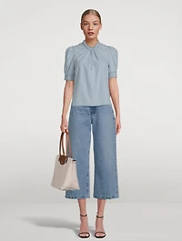 Ruffled Denim Blouse