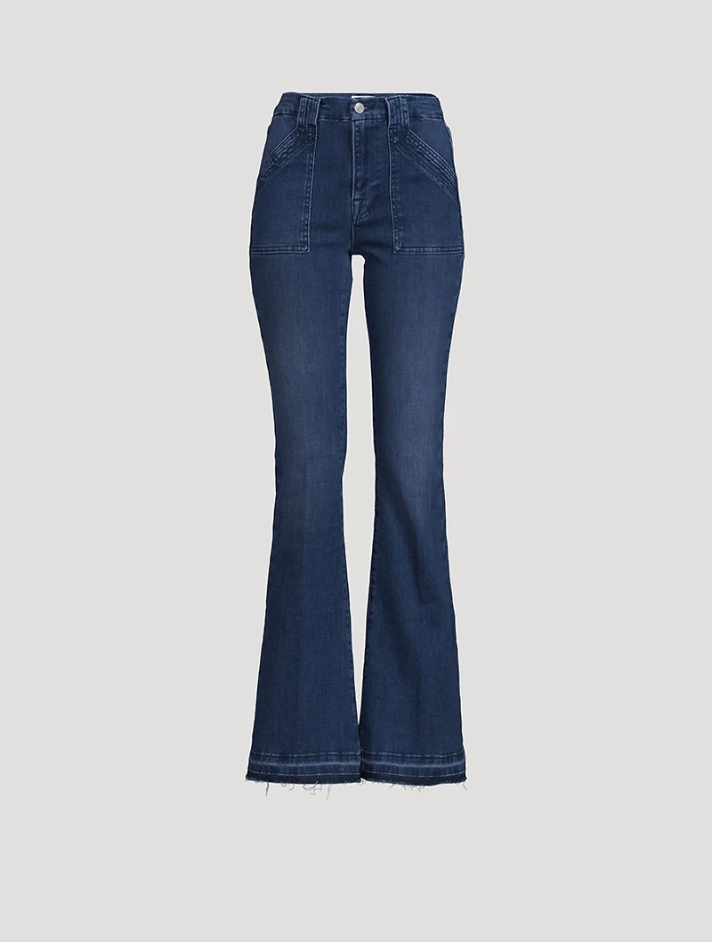 Le High Trapunto Stitch Flare Jeans