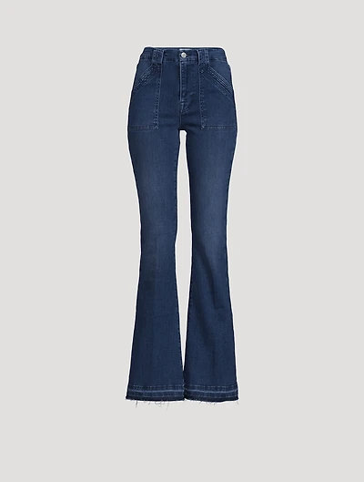 Le High Trapunto Stitch Flare Jeans