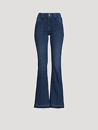 Le High Trapunto Stitch Flare Jeans