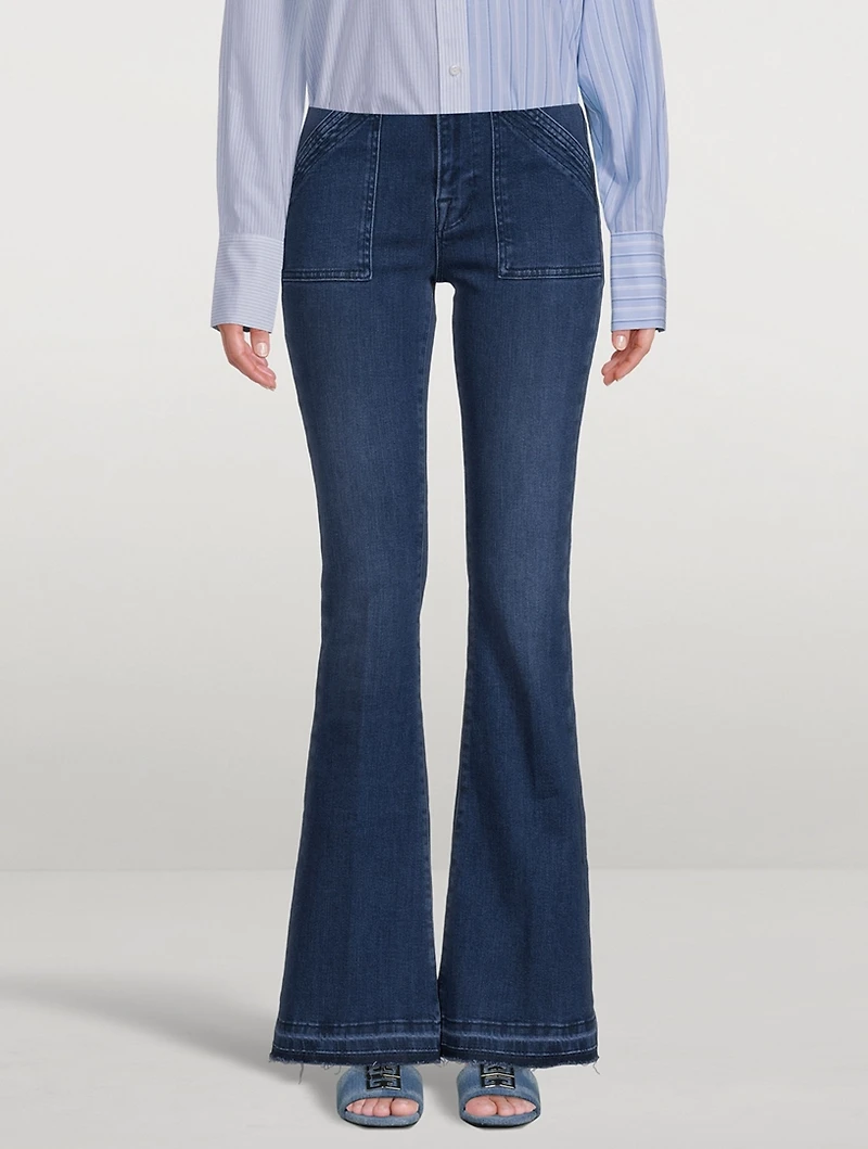 Le High Trapunto Stitch Flare Jeans