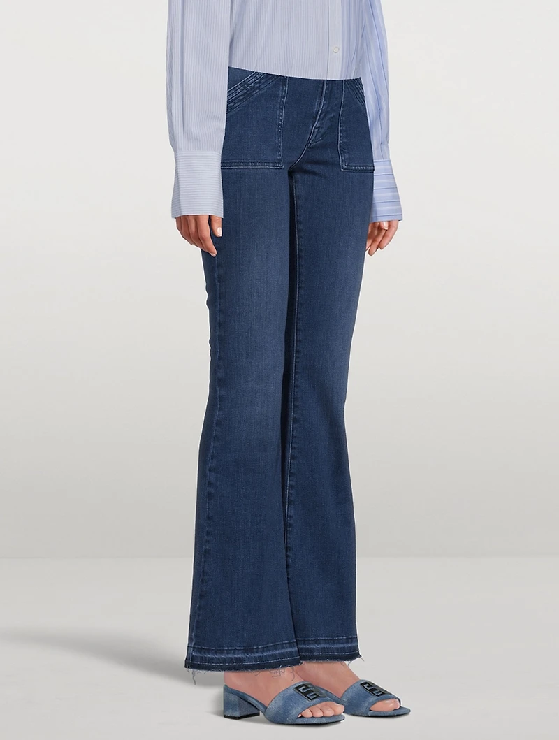 Le High Trapunto Stitch Flare Jeans