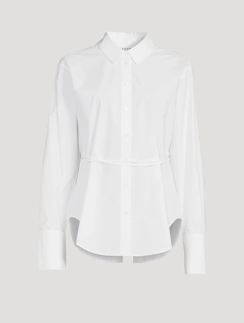 Slit Back Waist Tie Shirt