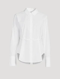Slit Back Waist Tie Shirt