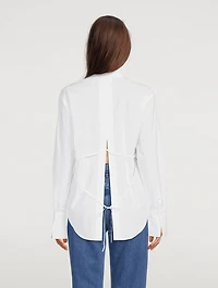 Slit Back Waist Tie Shirt
