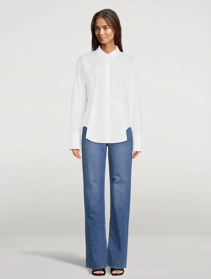 Slit Back Waist Tie Shirt
