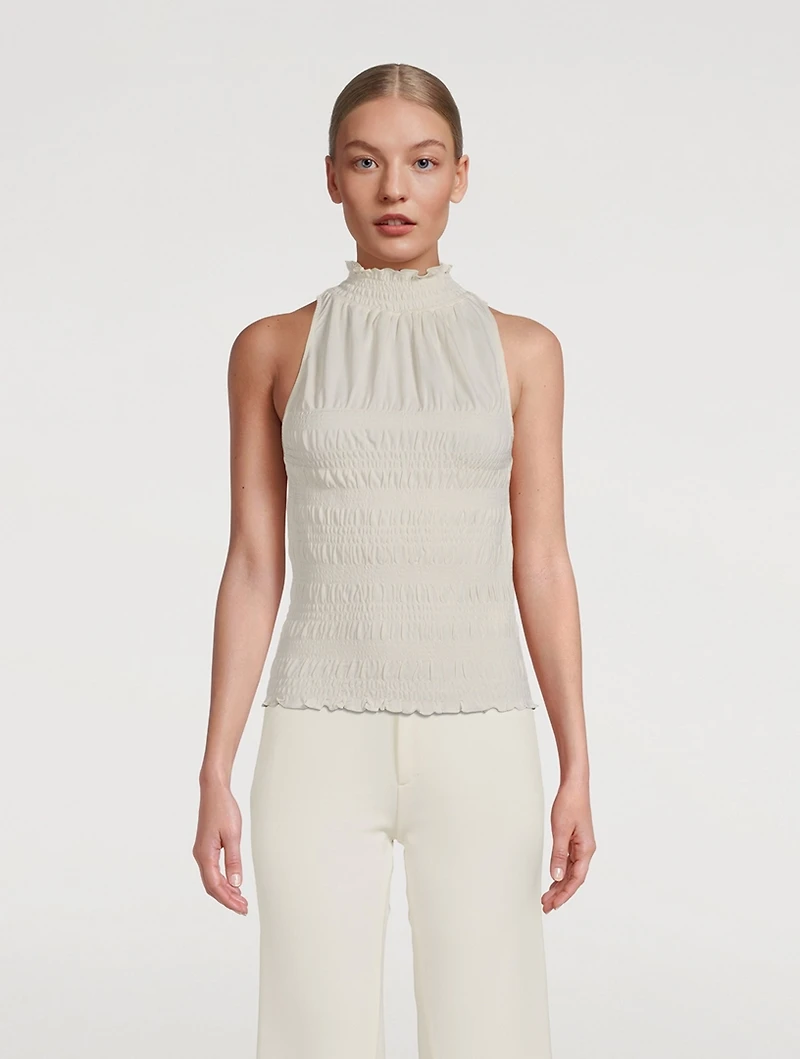 Smocked Knit Halter Top