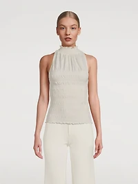 Smocked Knit Halter Top