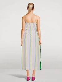Cotton Midi Dress Striped Print