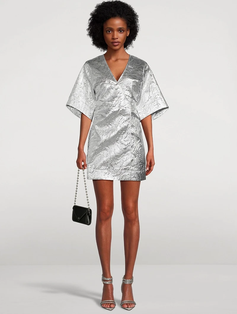 Metallic Jacquard Mini Dress