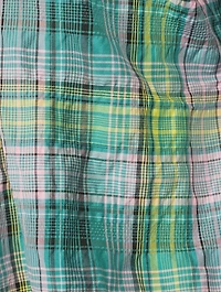 Seersucker Check V-Neck Mini Dress