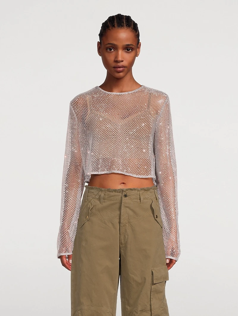 Embellished Mesh Top