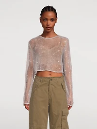 Embellished Mesh Top