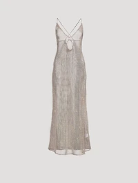 Embellished Mesh Long Dress