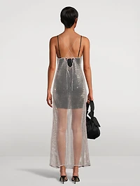 Embellished Mesh Long Dress