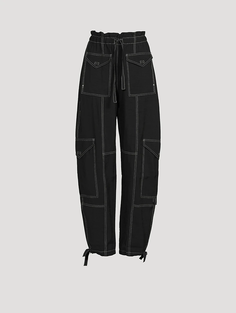 Light Slub High Waist Pocket Pants