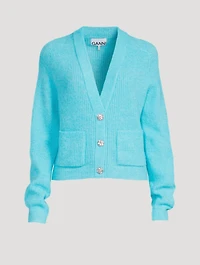 Soft Knit Cardigan With Crystal Buttons