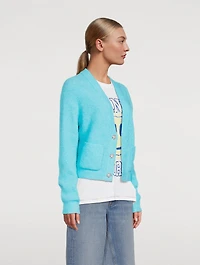 Soft Knit Cardigan With Crystal Buttons