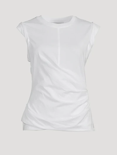 Rolled-Sleeve Draped Jersey T-Shirt