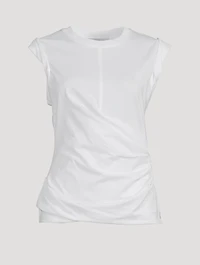 Rolled-Sleeve Draped Jersey T-Shirt