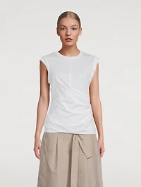 Rolled-Sleeve Draped Jersey T-Shirt