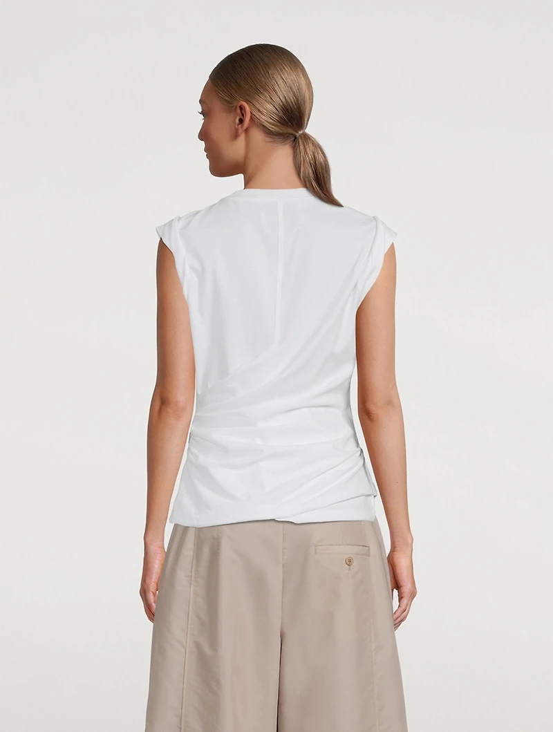 Rolled-Sleeve Draped Jersey T-Shirt