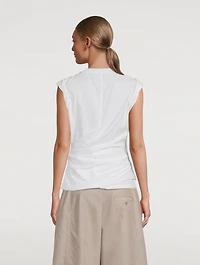 Rolled-Sleeve Draped Jersey T-Shirt