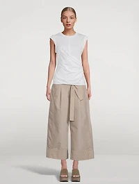 Rolled-Sleeve Draped Jersey T-Shirt