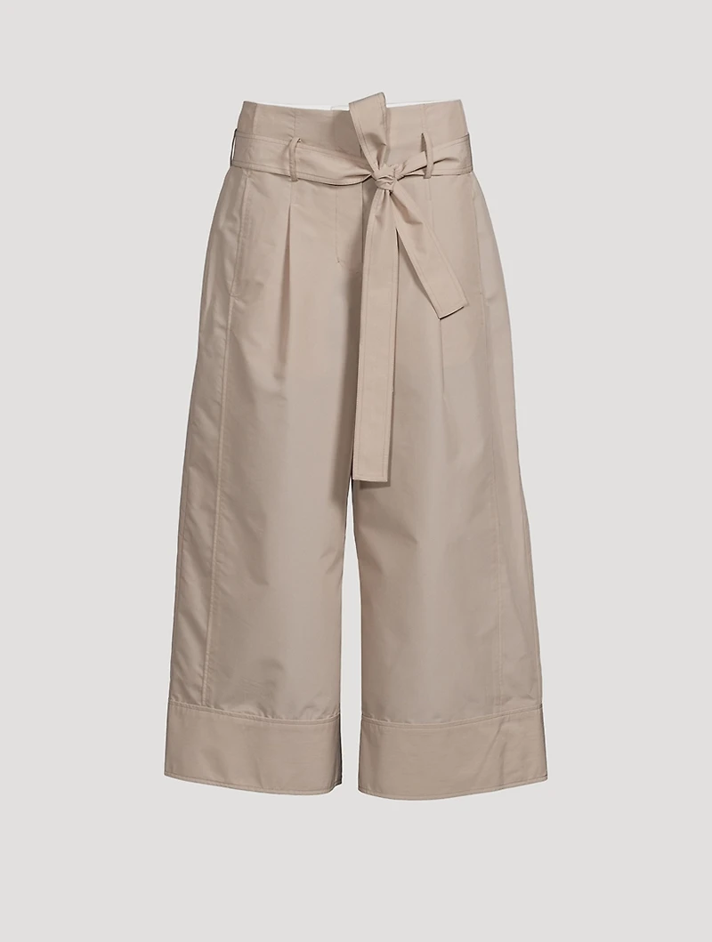 Belted Wide-Leg Poplin Trousers