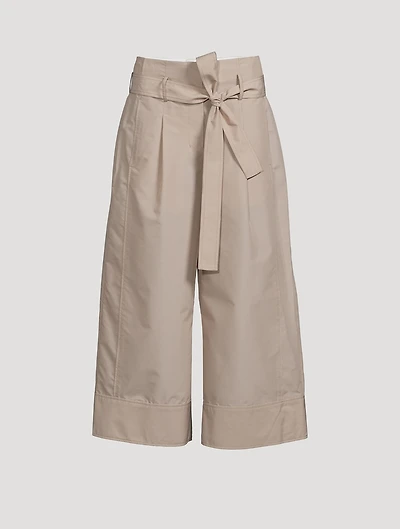 Belted Wide-Leg Poplin Trousers