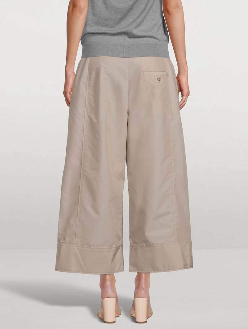 Belted Wide-Leg Poplin Trousers